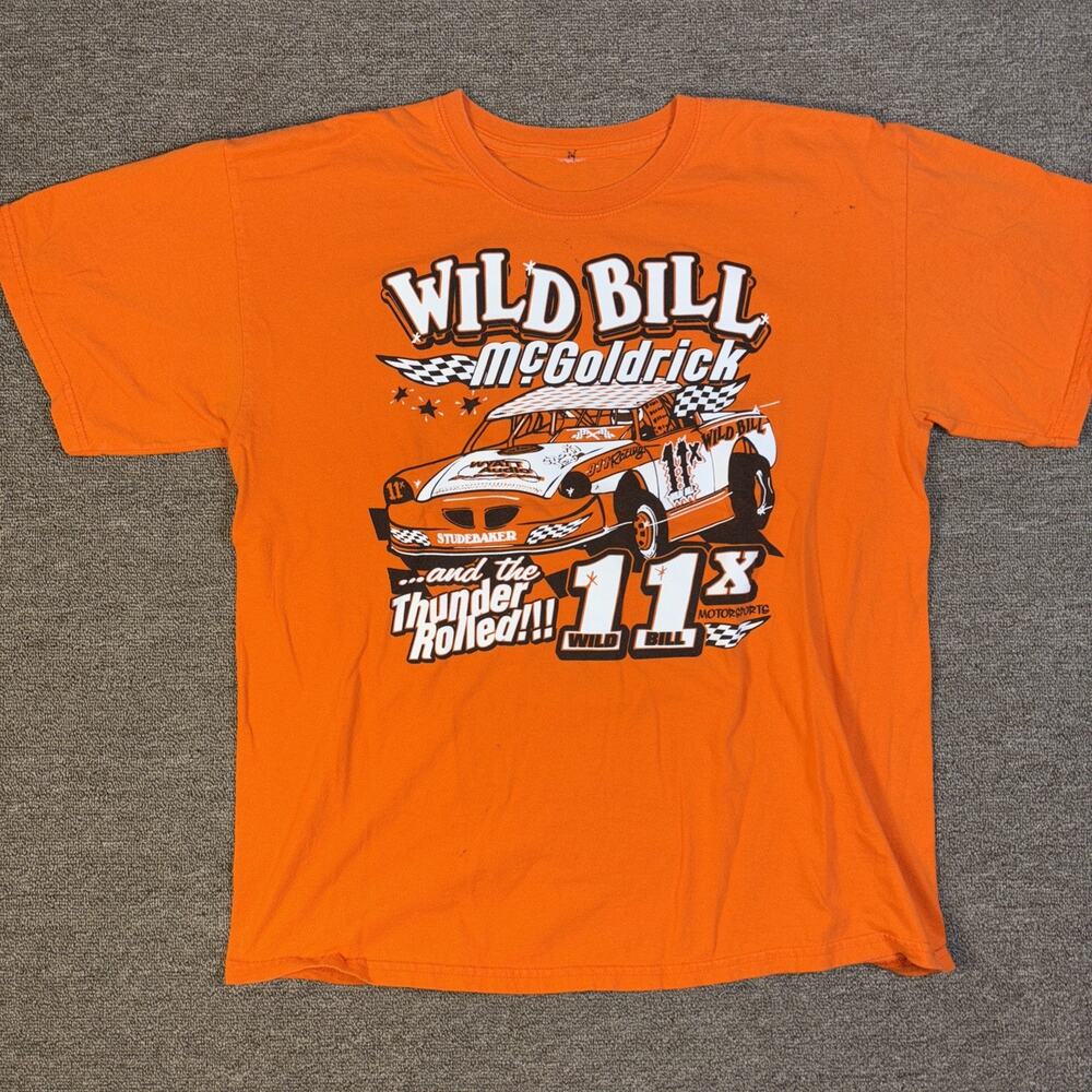 Wild Bill Mcgoldrick Racing T-shirt Thunder Rolled Large Orange Vintage 21x27